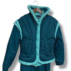 Vintage Obermeyer Belted Ski Suit + Puffer Vest Size 12 / See Measurements‎